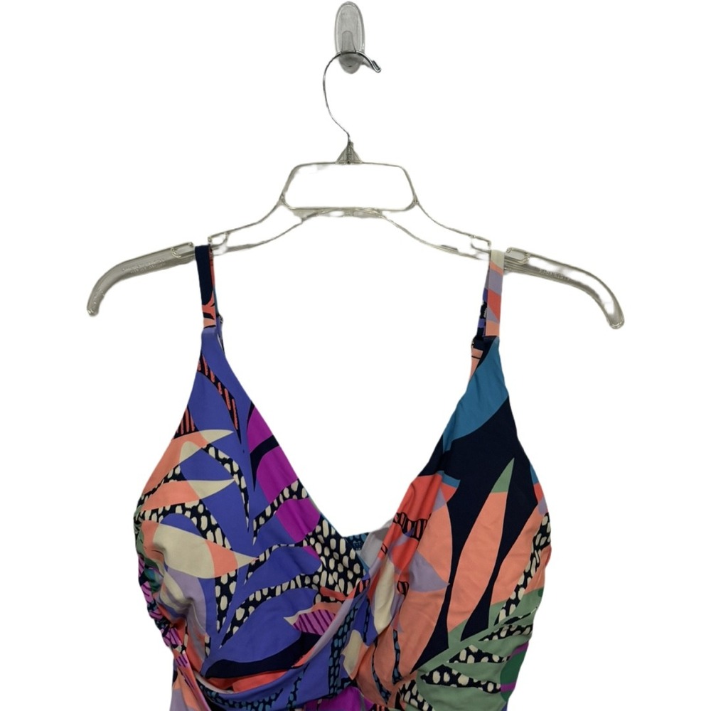 Freshwater One Piece Swimsuit Large Colorful Tropical Tie Waist Beach Vacation - Picture 5 of 10